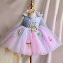 Flower Girls Dress Princess Wedding Party Gowns Dress Sky Blue Lolita Girl Fluffy Special Girl Beauty Pageant Dress
