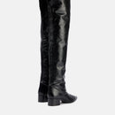 Black Over the knee boots Pointed toe Slip-on Middle heel Modern boots Modern boots