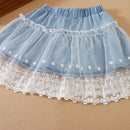 Kids Girls Princess Skirt Summer Children Mesh Denim Skirts Baby Girl Cute Clothing