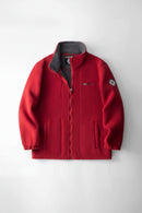Red jacket with a brand logo on a white background, Obroi