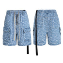 Summer Denim shorts for Men and Women Wide Leg Baggy Drawstring Cargo Short