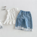 Baby Lace Jeans Summer Bow Casual Pants for Girls Children's Summer Pants