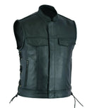 Vest Leather Punk Fashion Casual Coat Motorcycle Vest Men Solid Vest Fleet