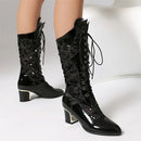 Spring Women Victorian Boots Lace Up Bootie cross straps Princess Lace Hollow Out Shoes