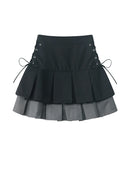 Women Pleated Skirt Kawaii Gothic Black Mini Skirt  Bandage Skirt Clothes Summer