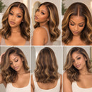 Ombre Blonde Human Hair Bob Wig, 13x4 Lace Front Body Wave Wig, Glueless Short Bob for Women