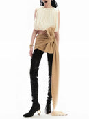 Patchwork Bowknot Slimming Skirts For Women High Waist Bodycon Mini Minimalist Skirts Female