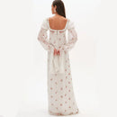 Dress Women's Long Puff Sleeve Empire Waist Chiffon Flowy Boho Wedding Guest Dress