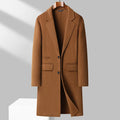 Classic Men's Long Woolen Coats Autumn Winter Casual Top Overcoat Outwear Knee-Length Wool Windbreaker Jacket