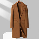 Classic Men's Long Woolen Coats Autumn Winter Casual Top Overcoat Outwear Knee-Length Wool Windbreaker Jacket