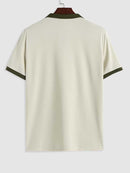Polo Shirt for Men Spliced Streetwear Short Sleeves Tees Quarter Zipper Spring Summer Unisex T-shirts