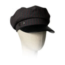 Black pinstripe cap on a mannequin head against a white background, Obroi