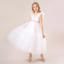 Girl White Wedding Evening First Communion Princess Gown Kids Party Dress Children Formal Birthday Costume Pageant Bow Vestidos