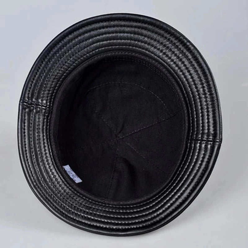 Genuine Leather Bucket Hats Casual Caps Fitted