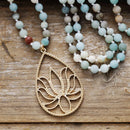 Boho 6mm Natural Stones Beads Healing Crystal Lotus Pendant Necklaces Meditation Yoga Necklace Jewelry