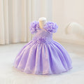 Lavender dress with floral details on a mannequin against a white background, Obroi