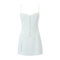 Summer Women Sleeveless Backless Hem Slits Sling Mini Dress