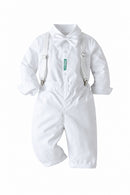 Toddler Boys Suit Cotton Gentleman Clothes Dress Shirt Bib Pants Solid Handsome Kid