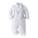 Toddler Boys Suit Cotton Gentleman Clothes Dress Shirt Bib Pants Solid Handsome Kid