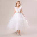Girl White Wedding Evening First Communion Princess Gown Kids Party Dress Children Formal Birthday Costume Pageant Bow Vestidos
