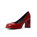 Burgundy Patent Leather Pumps for Women Heeled Beige Black Shoes Office Ladies Pump