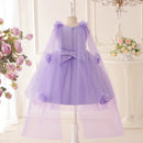 Elegant Flower Tulle Girls Dresses Summer Bridesmaids Birthday Party Princess Dress Girl