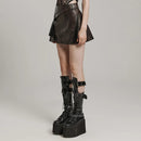 Women's Punk Leather Short Skirt Daily A-Line Handsome Mini Skirts Two Colors Available Women Clothing