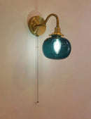 Wall Sconce with Switch Brass Wall Light Glass Globe Wall Lamp