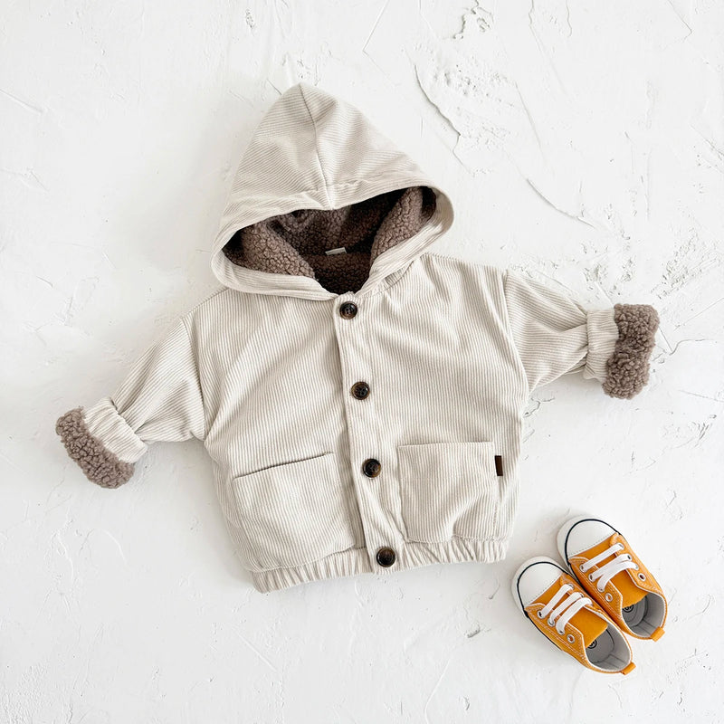 Winter Baby Girls Clothes Thick Fleece Hoodie Infant Boys Baby Fruit Embroidery Tops