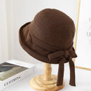 Bucket Hat Women Autumn Winter Breathable With Bowknot Knitted Cap Female Sunscreen Bob