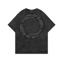 American Vintage Washed Cotton Circle Letter Male Female Lovers Student Casual Retro Men T-shirt