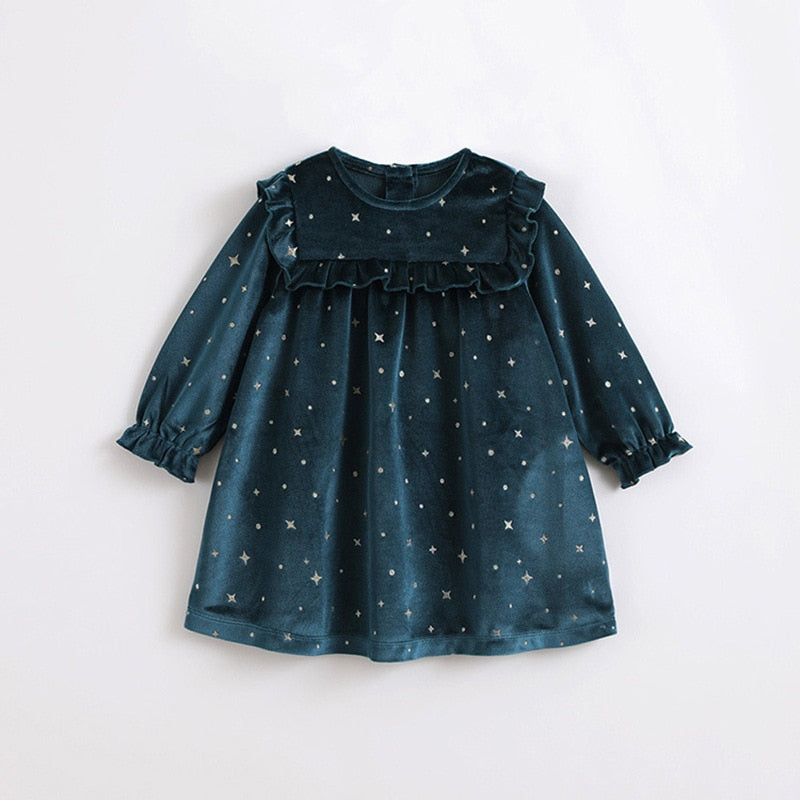 Christmas Dress for Girls Long Sleeve Baby Red Dresses Sisters Velvet Princess Clothes Cotton Sundress Kid Spanish