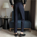 Luxury Men High-Rise Dress Pants Stripe with Pleats & Naples Tailoring