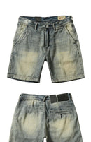 Men Casual Denim Shorts Men Summer Outerwear Slim Fit Washed Retro Quarter Pants
