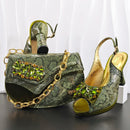 Shoes and Bags Set for Women Italian Wedding Shoe for Bride Ladies Shoes with Rhinestone