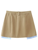 Summer Women's Pleated Skirt Contrast Patchwork Casual Mini Skirts Female