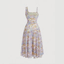 Dresses Summer Decent Floral Sleeveless Square Neck Knee Length Casual Shift Dresses For Women