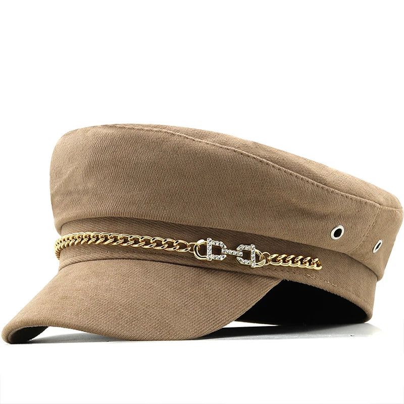 Women Girl chain Beret French Artist Warm Winter Beanie Hat Elegant Lady Winter Caps