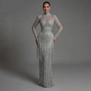 Sliver Sequin Evening Gown High Neck Dress Wedding Evening Dress