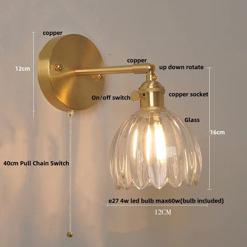 Wall Lights Dining Room Kitchen Nordic Modern Glass Copper Knob Switch Wandlamp