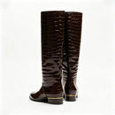 Autumn and Winter Round Toe Low Heeled Women's Knee Boots Flat Bottomed Boots for Women