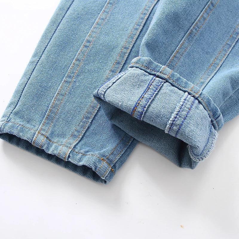 Spring Autumn Kid's Jeans Clothing Toddler Children Elastic Long Trousers Solid Baby Demi Pants For Boys