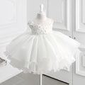 White Beading Baby Girl Baptism Dress Appliques Lace Toddler Birthday Party Wedding Wear Infant Dress