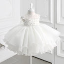 White Beading Baby Girl Baptism Dress Appliques Lace Toddler Birthday Party Wedding Wear Infant Dress