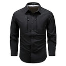 Black button-up shirt on a white background, Obroi