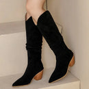 Genuine Leather Western Boots Women Women's Knee High Boots Winter