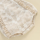 Newborn Infant Baby Girls Rompers Lace Embroidery Buttons Frills Fly Sleeve Infant Bodysuits Summer Clothes Princess Jumpsuits