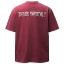 Maroon t-shirt with ' Obroi' text on the back against a white background