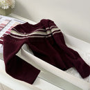 Baby Wool Knitted Wine Red Christmas Sweater Kids Girls Jumper Autumn Winter Clothes