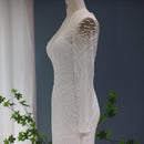 Sharon Said Luxury Dubai Blue Mermaid Evening Dresses for Women Wedding Elegant White Long Sleeve Formal Prom Gowns